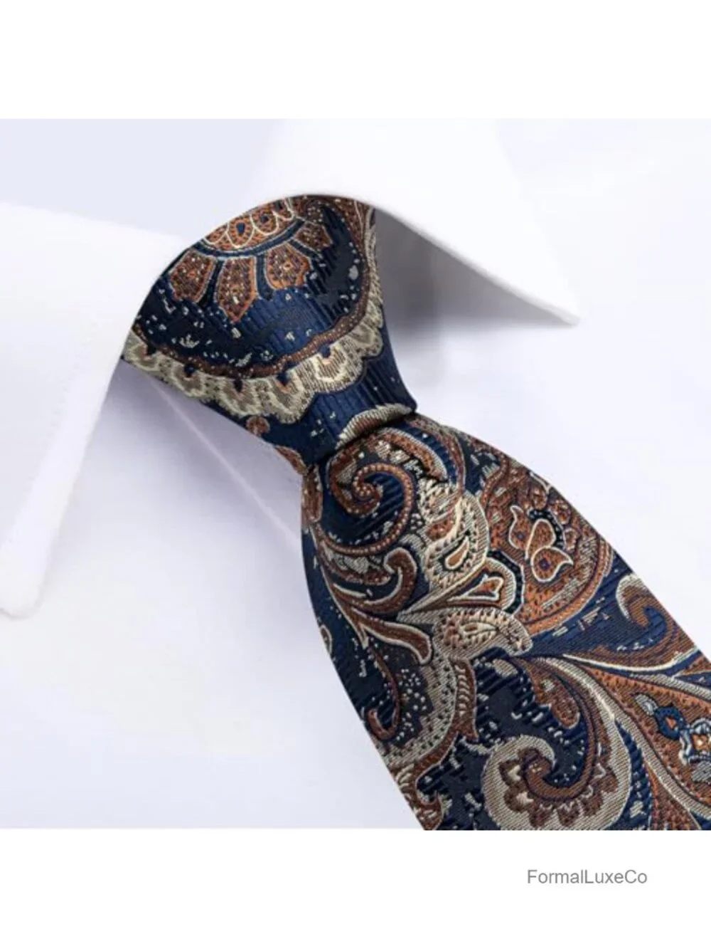 Silk Paisley Tie Set with Pocket Square and Cufflinks
